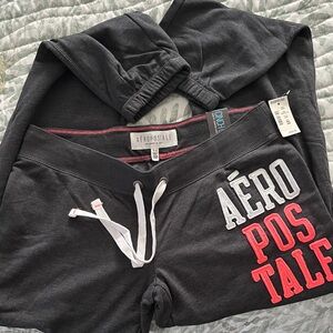 Aeropostale Kids Black Joggers with Red and White Accents